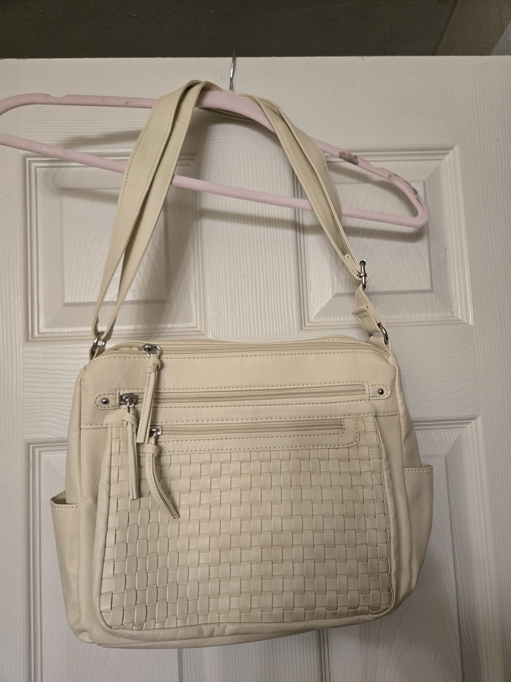 Bueno Cream Woven Front Women’s Shoulder Bag